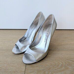 Marc Fisher Samelia Peep Toe Heels – Silver, Women's 6